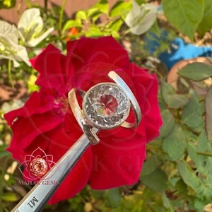 Anillo de piedras preciosas redondas de zafiro blanco natural certificado de 19 quilates - hecho a mano en plata 925 - Imagen 1 de 7