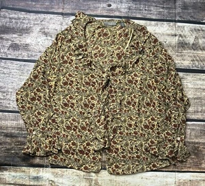 Kate Hill Silk Top Women's 16W Ruffle Long Sleeve Button Up Floral Lined - Picture 1 of 9