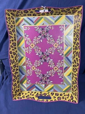 MacKenzie Childs Toleware Paradise Leopard Serving Tray 18"x12" New - Image 1 of 4