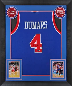 Joe Dumars Authentic Signed Blue Pro Style Framed Jersey Autographed BAS Witness - Picture 1 of 1
