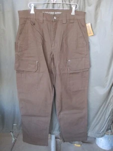 Pantaloni cargo marroni Duluth Trading FLEX FIRE HOSE nuovi con etichette, taglia 34 vita x 32 cuciture interne - Foto 1 di 11