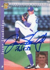 1999 Charleston Riverdogs JASON STANDRIDGE Signed Card autograph AUTO RAYS REDS