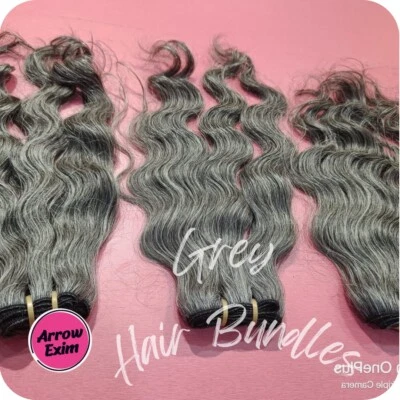 Grey Raw Natural Wave Cuticle Aligned Remy Human Hair Bundles - Image 1 of 4