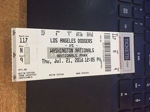 2016 WASHINGTON NATIONALS VS LOS ANGELES DODGERS TICKET STUB 7/21 - Picture 1 of 1