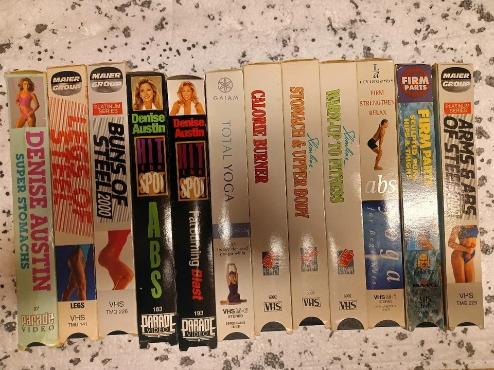 12 VHS Denise Austin Exercise & Fitness-Yoga-Calorie Burners-Buns of Steel- - Image 1 of 1