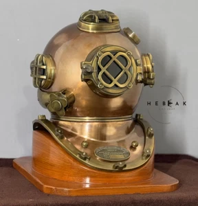 Copper & Brass Diving Helmet Mark V Model Full Size 18" US Navy Divers Helmet - Picture 1 of 10