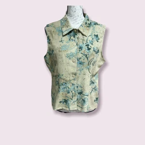 TR Bentley vintage floral linen vest gilet top Sz L - Picture 1 of 10