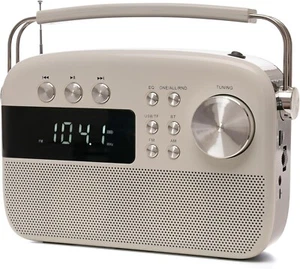 Tragbares Radio mit Bluetooth AM/FM LED-Display Batterie- oder Netzbetrieben - Elfenbein - Bild 1 von 12