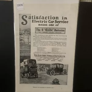 Vintage 1916 Electric Storage Battery Co Exide Batteries Ad Advertisement - Picture 1 of 2