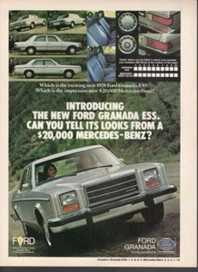 Coche impreso publicidad vintage Ford Granada ESS 1978 Can you Tell it's Looks - Imagen 1 de 1