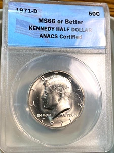 1971-D Kennedy Half Dollar ANACS MS66 White Best Price on Ebay* CHRC - Picture 1 of 2