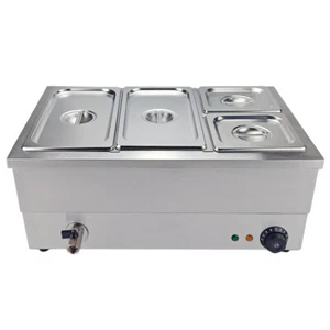 4 Pots Electric Bain Marie Catering Wet Heat 1/3 &1/6 Commercial Food Warmer - Picture 1 of 11