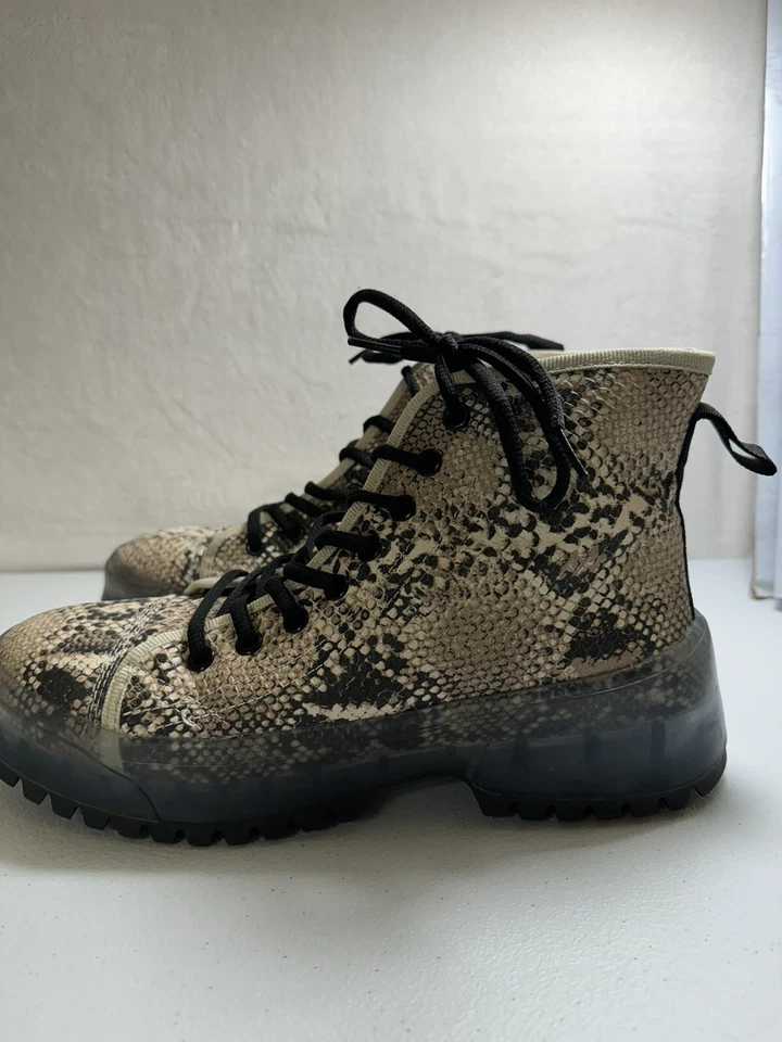 y2k style Qupid Size8?  Women’s Snakeskin Combat Boots Size 41 - Image 1 of 4