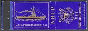 Matchbook Cover USS PONTCHARTRAIN C. G. US COAST GUARD - Picture 1 of 2