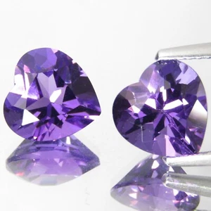 4.58Cts Beautiful Natural Purple Amethyst 9mm Heart Shape Matching Pair Gems - Picture 1 of 4