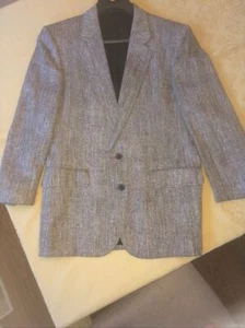 Bachrach Men's 💯% Pure Silk Wool Sport Coat Jacket Tweeted Light Gray Sz 40 R - Picture 1 of 7