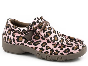 Roper Kids Girls Pink Fabric Chillin Leopard Oxford Shoes - Picture 1 of 2