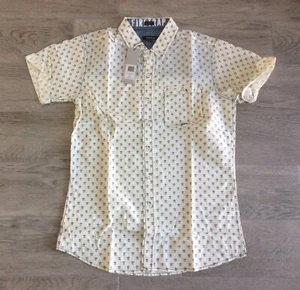 MENS FIRETRAP SHORT SLEEVED FASHION SHIRT BULSTRODE CREAM SIZE S  - Picture 1 of 1