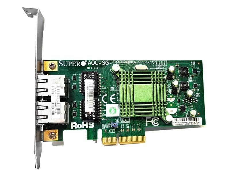 AOC-STGN-I2 SUPERMICRO REV 1.01 DUAL PORT 10 GIGABIT ETHERNET CARD - full height - Image 1 of 2