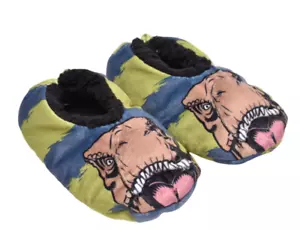 New Jurassic World Slippers Kids S/M 8 Dinosaurs Indoor Comfy Plush House Shoes - Picture 1 of 4