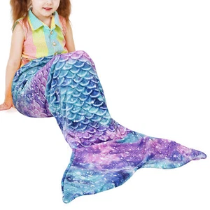 Kids Mermaid Tail Blanket Soft Warm Crochet Bedding Wrap Sleeping Bags For Girls - Picture 1 of 9