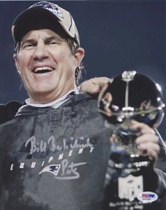 Coach Bill Belichik FIRMADO 8x10 New England Patriots Super Bowl Inscripción PSA - Imagen 1 de 1