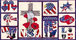 Blank - USA American Honor II Quilting & Crafting Fabric Panel With Eagle & Star - Picture 1 of 3