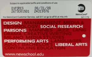 New school Design Metrocard-Expired-Mint - Picture 1 of 2