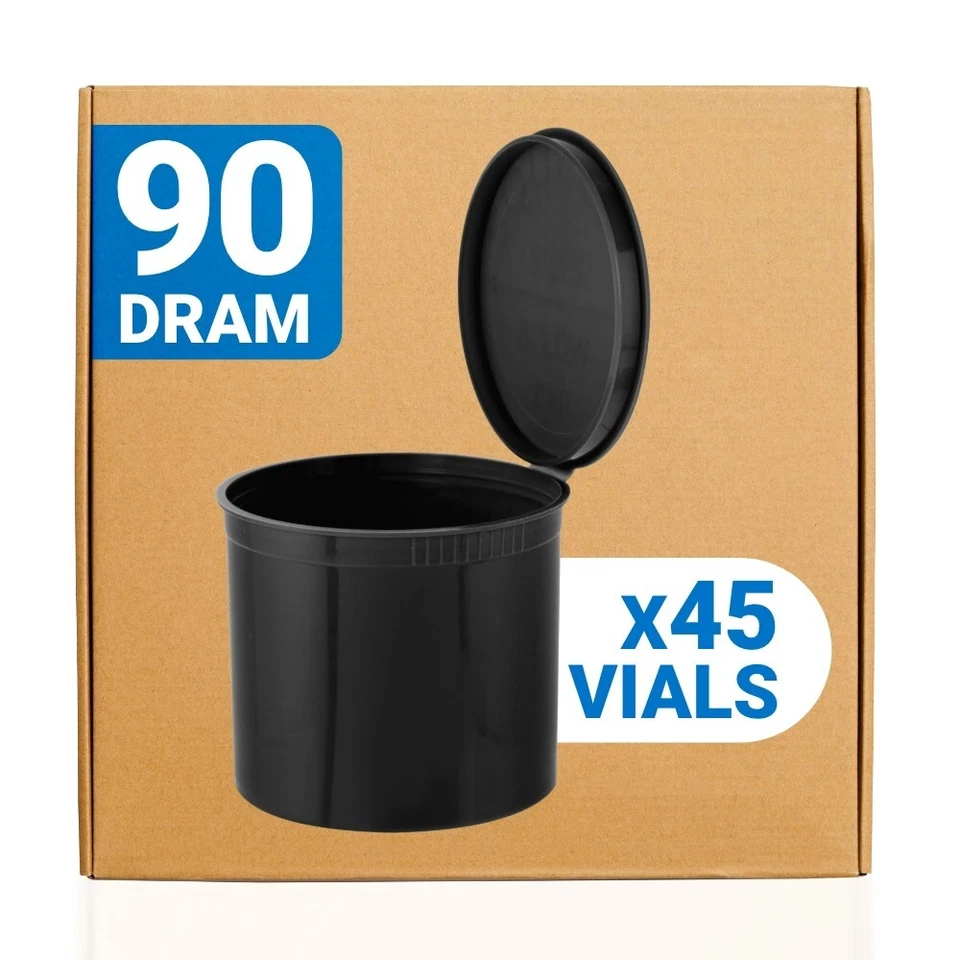 Frascos de dram Loud Lock Pop Top - Contenedores de almacenamiento de alimentos - 90 Dram - 45ct - negros Foto 1 de 4