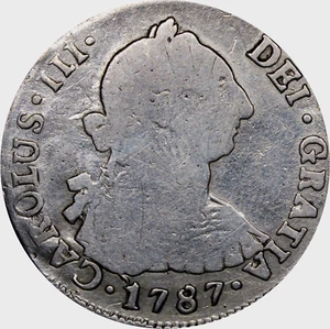 - BOLIVIEN - POTOSÍ - 2 REALES 1787 PR - CARLOS III - Bild 1 von 2