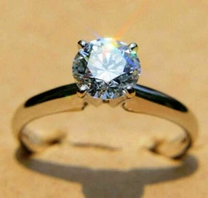 2 CT Round Cut Diamond Solitaire Wedding Engagement Ring 14k White Gold Finish - Picture 1 of 7