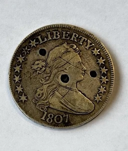 1807 Draped Bust Half Dollar 50c Circulated Damaged - Picture 1 of 2