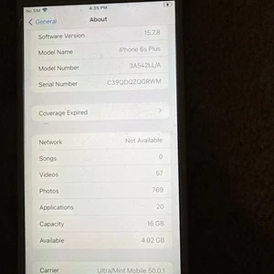 iPhone 6s Plus Unlocked 3A542ll/a - Afbeelding 1 van 2