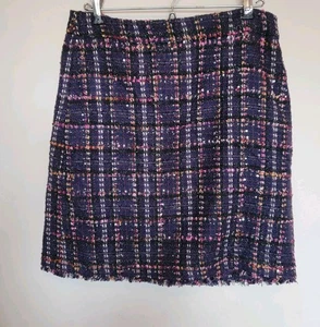 Neu mit Etikett Talbots Damen knielanger Tweedrock lila kariert Metallic Pailletten Größe 4 - Bild 1 von 9