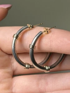 Vintage Tiffany&Co 14K Gelbgold & Sterlingsilber Creolen mit Box - Bild 1 von 7