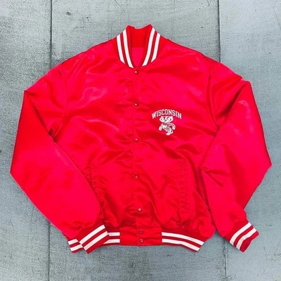 Wisconsin Badgers Jacket Satin Varsity Footbal Lettermen Jacket US Tarrif Paid  - Image 1 of 3