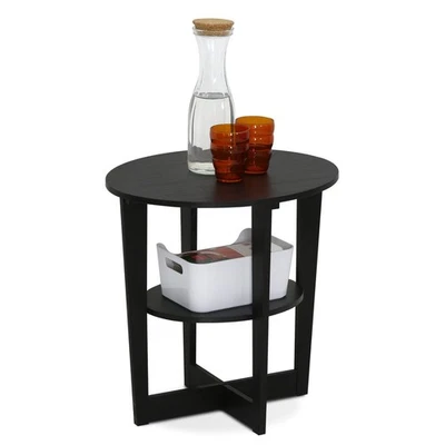 FURINNO JAYA CONTEMPORARY ENGINEERED WOOD OVAL END TABLE IN WALNUT - WALNUT - Image 1 of 4