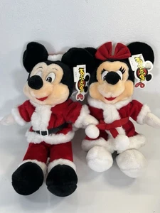Vintage Mickey & Minnie Mouse Weihnachten Santa Plüsch Disneyland Walt Disney World - Bild 1 von 10