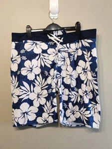 Old Navy Swim Board Shorts XL Floral Print Drawstring Waist Hawaiian Unlined - Picture 1 of 7