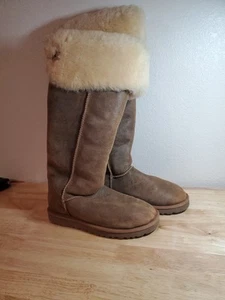 Leicht gebrauchte UGG Overknee Bailey Button Stiefel Größe 8 Kastanie - Bild 1 von 19