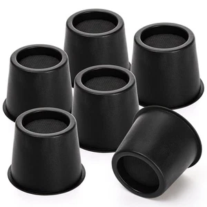 6 Pack Round Bed Risers, 4 Inch Furniture Raising Blocks, Black Lifts with No... - Picture 1 of 8