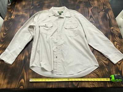 Cabela's Outdoor Gear Button Up dress Shirt Mens L Large Long Sleeve Tan cotton - Imagem 1 de 4