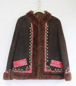 Vintage Penny Lane braun Lammfell Leder Mantel Jacke Island Polen Größe M - Bild 1 von 14