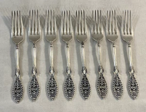 8 tenedores de cena cubiertos Manchester Valenciennes de plata de ley .925 - Imagen 1 de 8