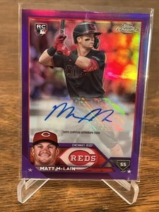 2023 Topps Chrome Aggiornamento Matt McLain RC Viola Rifrattore Auto 244/250 - Foto 1 di 3