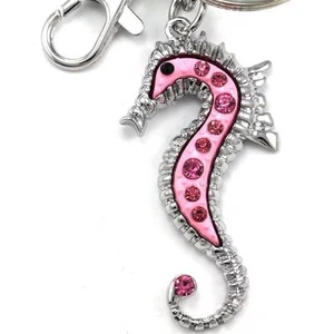 Pink Seahorse Sea Lover Animal Keychain Car Key Ring Enamel Handbag Purse Charm - Picture 1 of 1
