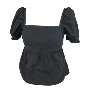 Abercrombie & Fitch Peasant Top Womens M Black Puff Sleeve Witchy Whimsigoth Y2K - Picture 1 of 9