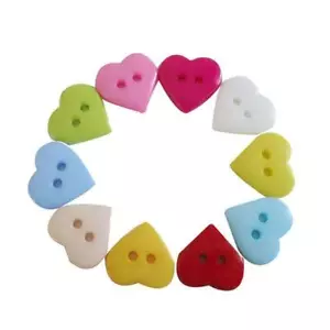 100Pcs Kid Heart Mixed Colors Resin Buttons Sewing New 10mm Craft F8H7 - Picture 1 of 12