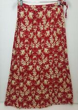 Sun River Skirt Womens SMALL Red Floral Wrap Maxi Rayon Modest Casual