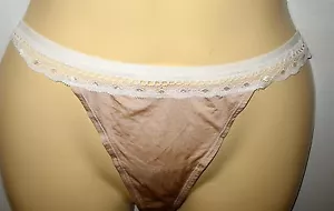 GILLIGAN & O'MALLEY - NEW  - BEIGE & IVORY - STRETCH  THONG PANTY - SMALL - Picture 1 of 2